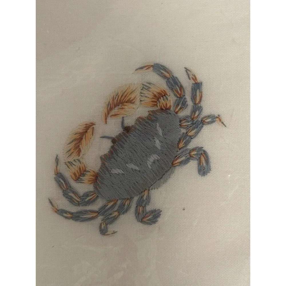 C & W imports Blue Crab Embroidered Cloth Napkins-set Of 4-Discontiued Coastal